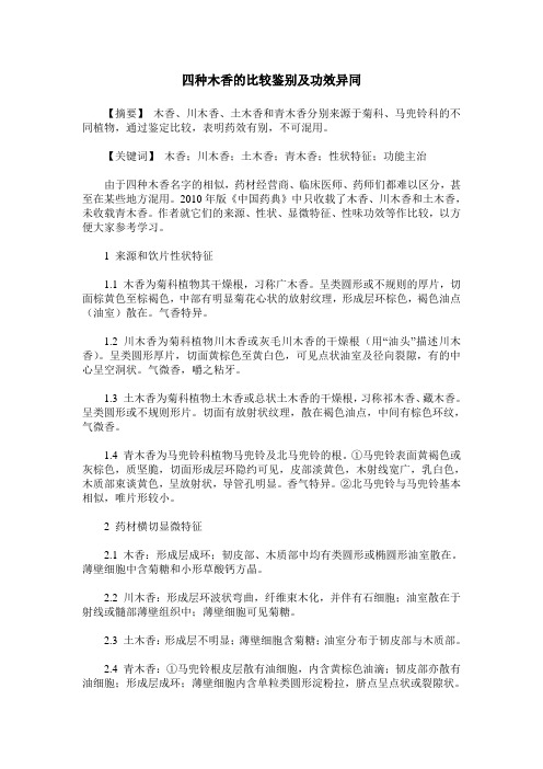 四种木香的比较鉴别及功效异同