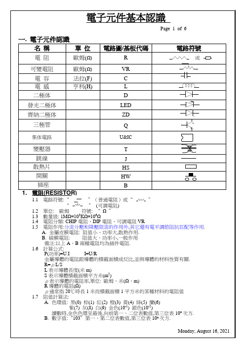 电子元件认识