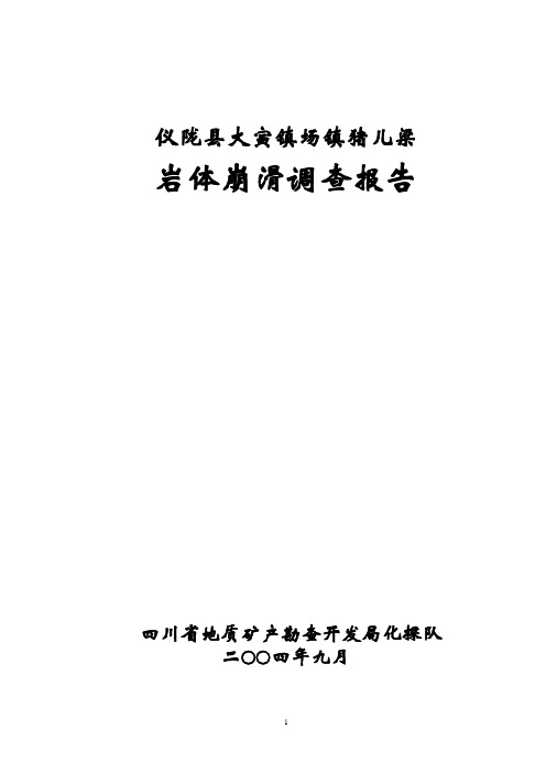 四川省仪陇县大寅镇场镇岩体崩塌的调查报告