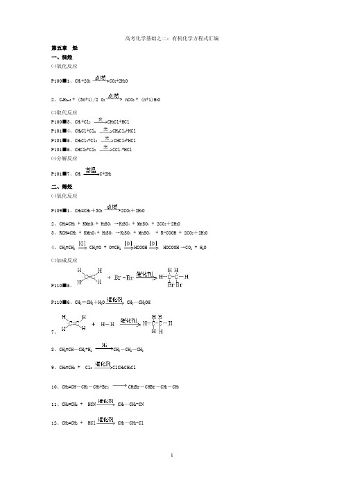 高考复习020 高中有机化学方程式汇编 教材发散版250个