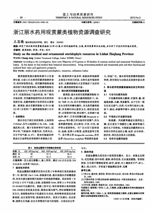 浙江丽水药用观赏蕨类植物资源调查研究