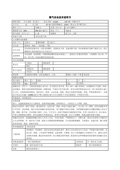 天然气、氧气、氩气、二氧化碳安全技术说明书