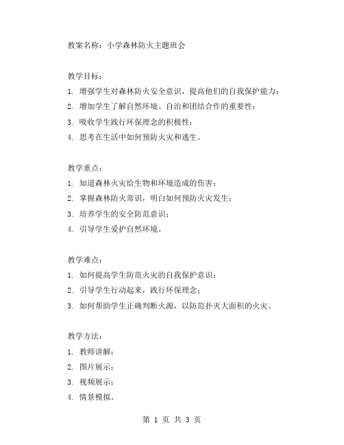 小学森林防火主题班会教案范文