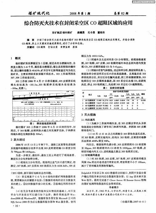 综合防灭火技术在封闭采空区CO超限区域的应用