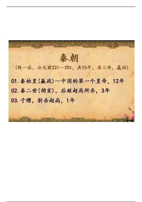 中国历代皇帝顺序表（完整版）