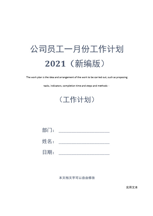 公司员工一月份工作计划2021(新编版)