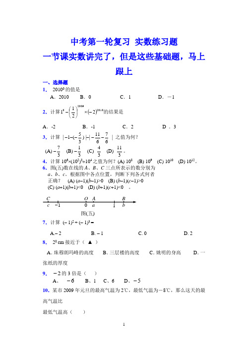 中考实数复习经典真题集锦