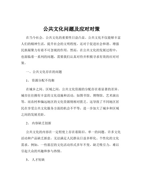 公共文化问题及应对对策