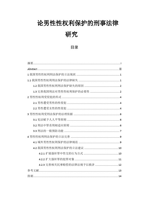 论男性性权利保护的刑事法律研究  法学专业