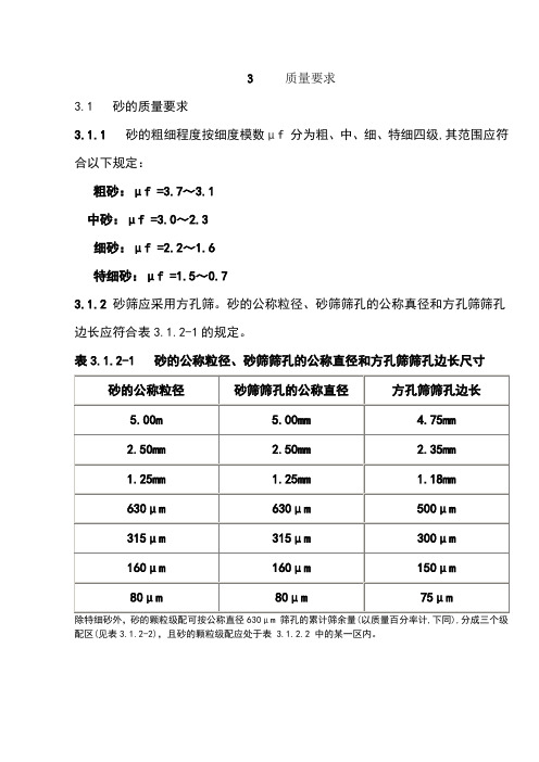 砂石质量要求