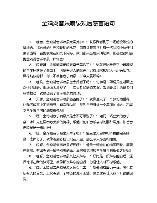 金鸡湖音乐喷泉观后感言短句