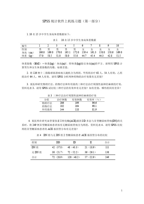 SPSS上机考试练习试题-1