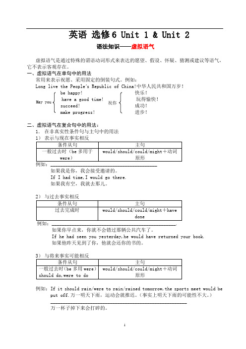 选修6  Unit 1 & Unit 2  虚拟语气