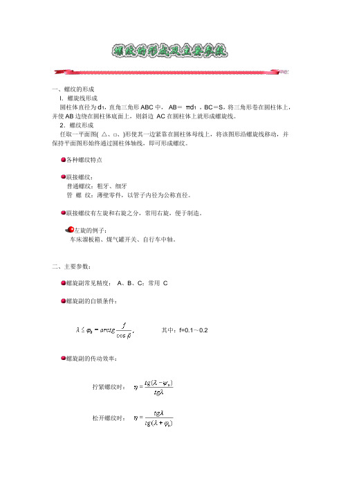 螺纹的形成及主要参数