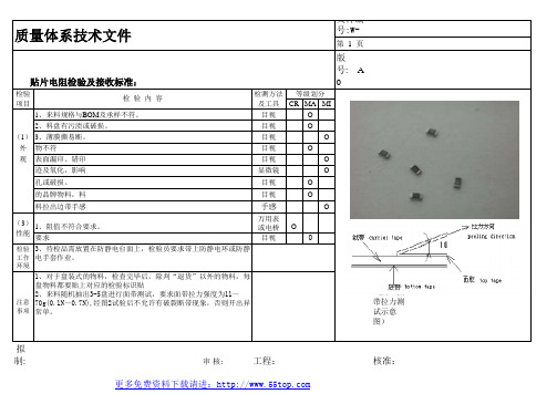 贴片电阻检验及接收标准