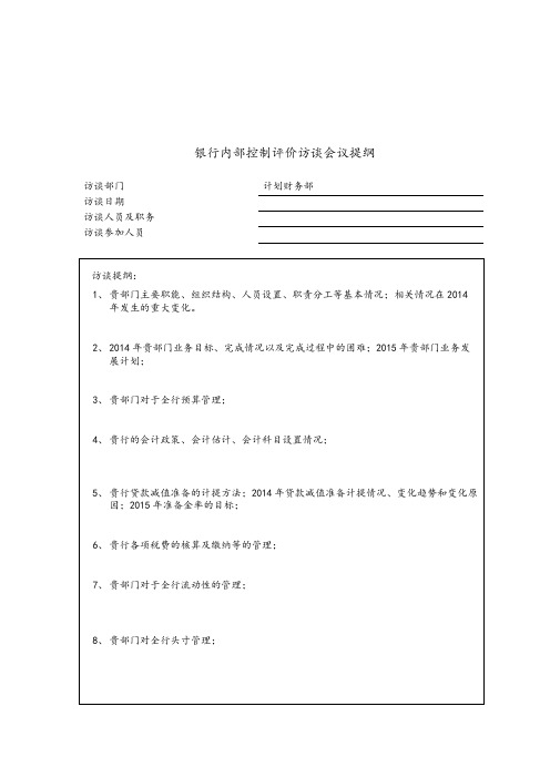 07、内部控制评价访谈会议提纲-计划财务部