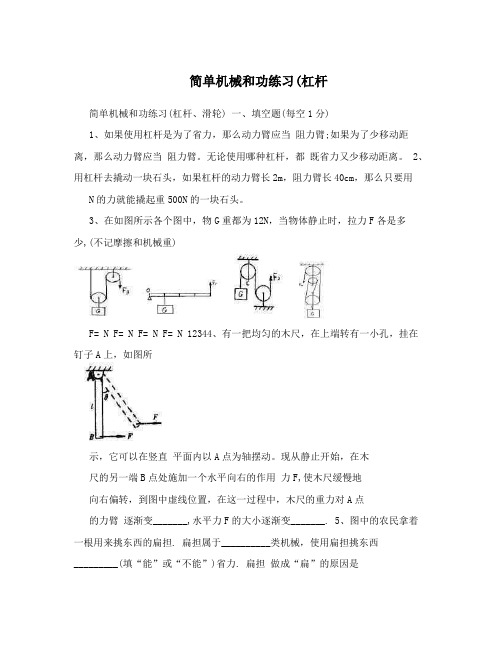 简单机械和功练习(杠杆