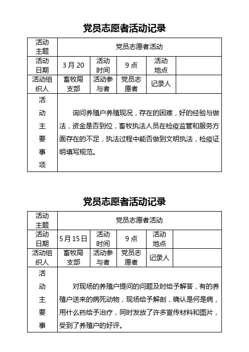 党员志愿者活动记录