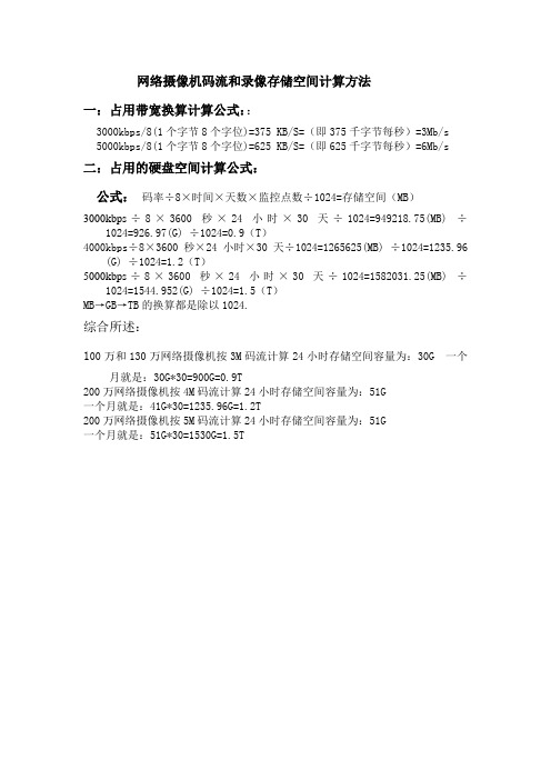 网络硬盘录像机码流和录像存储空间计算方法