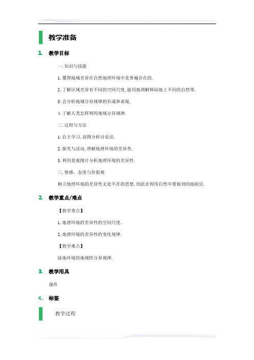 高中地理人教版必修1教案-2_自然地理环境的差异性_教学设计_教案_4