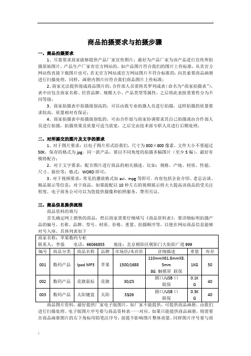 商品拍摄要求与拍摄步骤