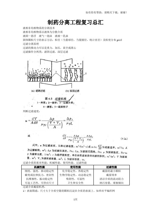 制药分离工程复习总汇