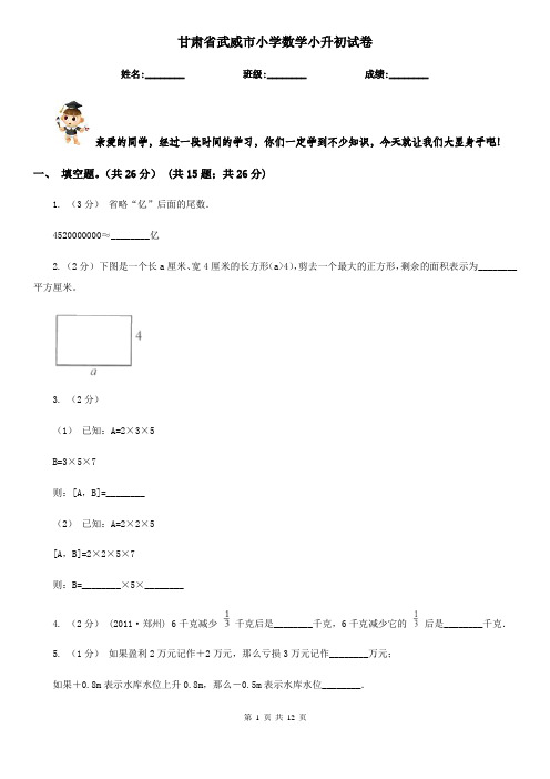 甘肃省武威市小学数学小升初试卷