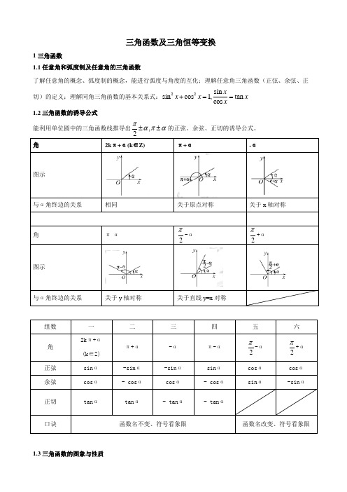 高三数学一轮复习 三角函数及三角变换