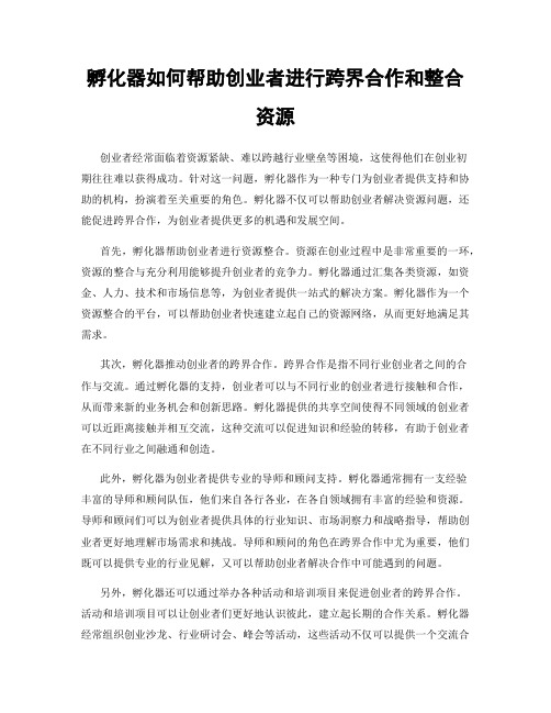 孵化器如何帮助创业者进行跨界合作和整合资源