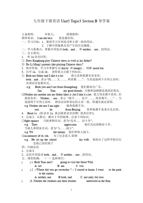 九年级下册英语Unit5 Topic3 Section B导学案