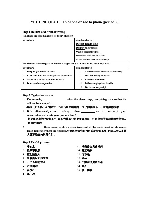 M7U1 PROJECT To phone or not to phone(period 2)