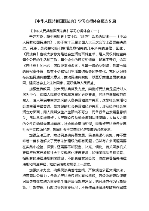 《中华人民共和国民法典》学习心得体会精选5篇