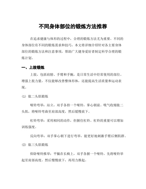 不同身体部位的锻炼方法推荐