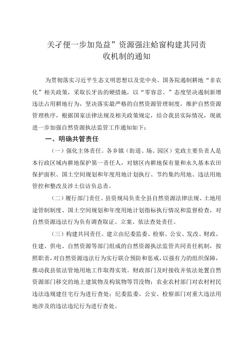 关于进一步加强自然资源执法监管构建共同责任机制的通知