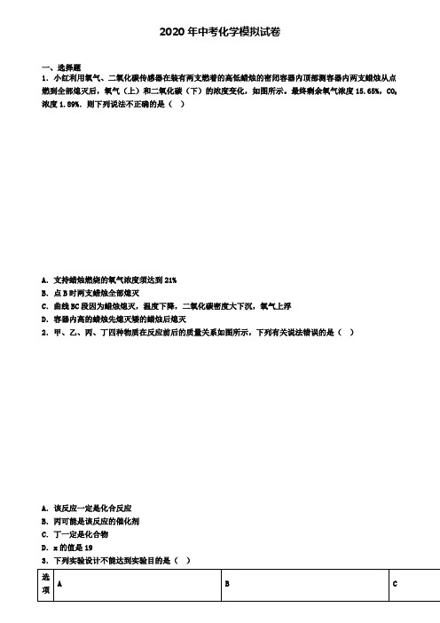 〖精选4套试卷〗甘肃省武威市2020年中考化学五模试卷