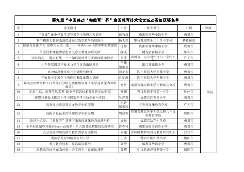 第九届中国移动'和教育'杯全国教育技术论文活动省-四川省电化教育馆