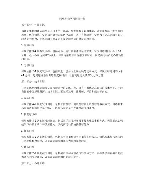 网球专业学习训练计划