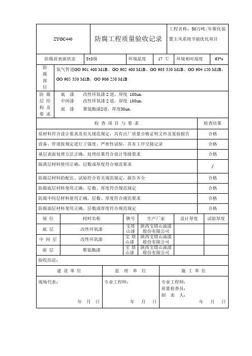 防腐工程质量验收记录