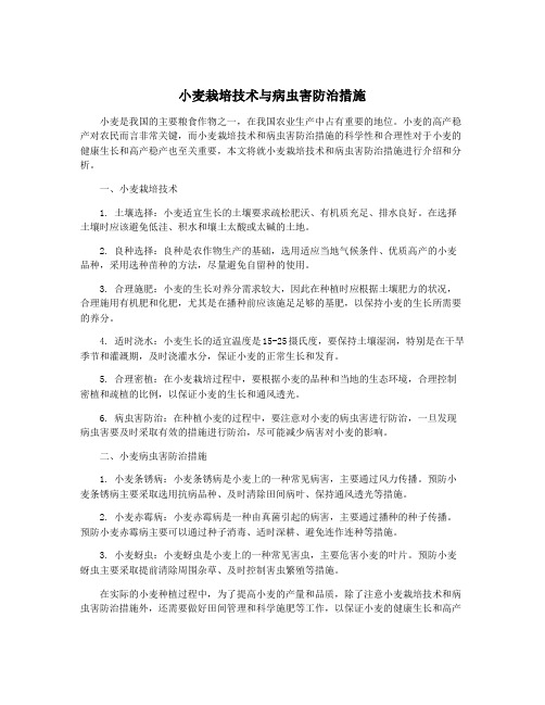 小麦栽培技术与病虫害防治措施