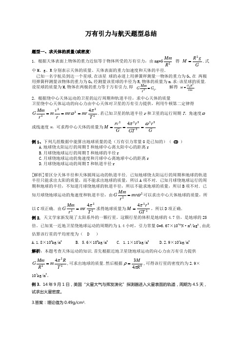 (完整word版)万有引力与航天题型归纳一中,推荐文档