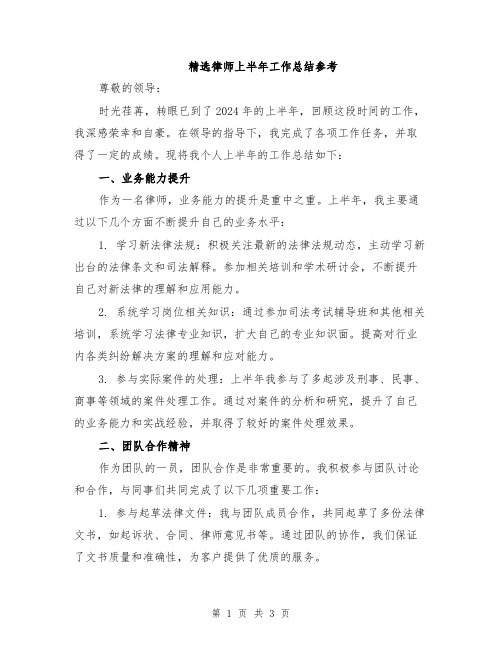 精选律师上半年工作总结参考