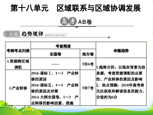 版《大高考》地理高考二轮复习专题课件：第十八单元 区域联系与协调发展