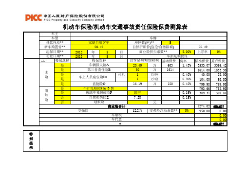 保险预算表