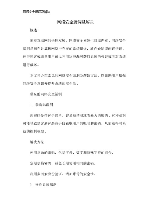 网络安全漏洞及解决