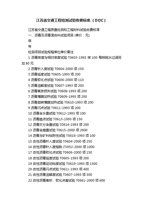 江苏省交通工程检测试验收费标准.（DOC）