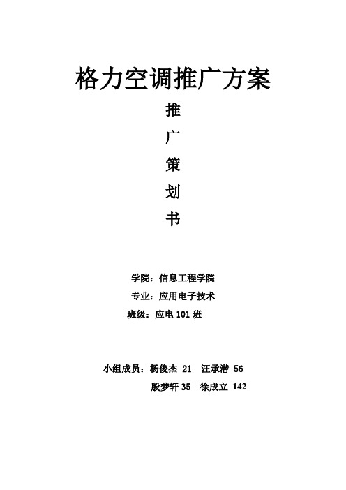 格力空调市场分析及推广方案