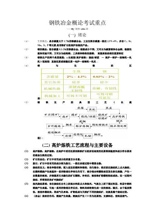 钢铁冶金概论考试重点汇聚