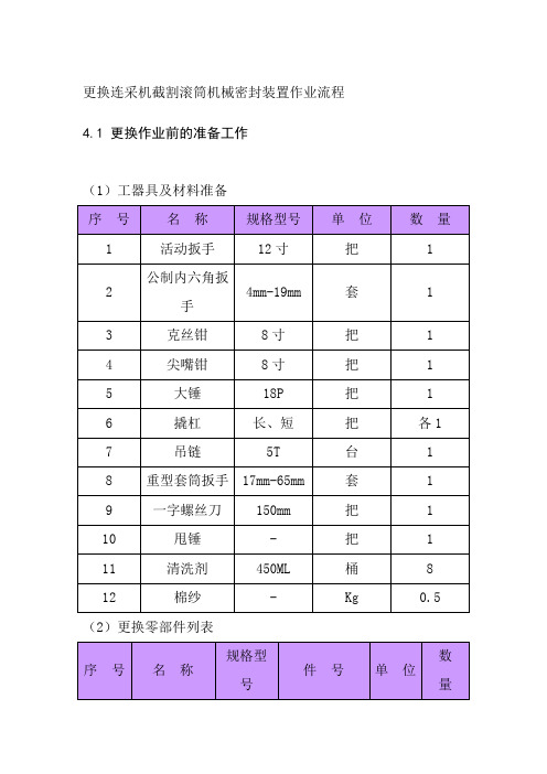 更换连采机截割滚筒机械密封装置作业流程