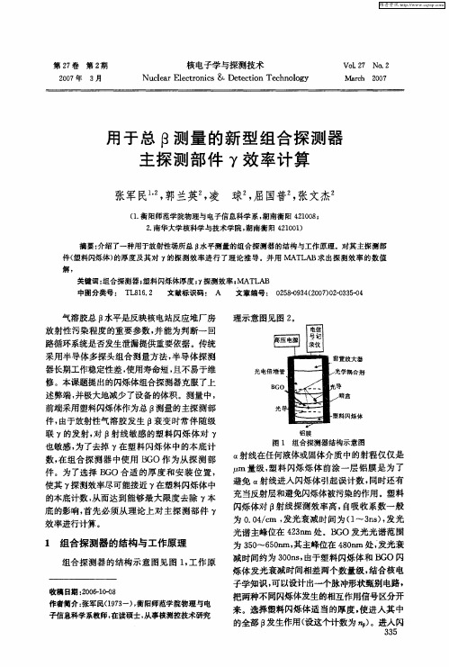 用于总β测量的新型组合探测器主探测部件γ效率计算