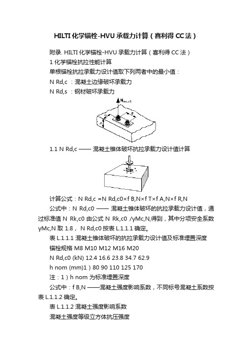 HILTI化学锚栓-HVU承载力计算（喜利得CC法）